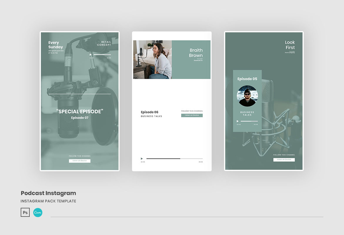 Download Podcast Instagram Template Canva In Social Media Templates On Yellow Images Creative Store PSD Mockup Templates