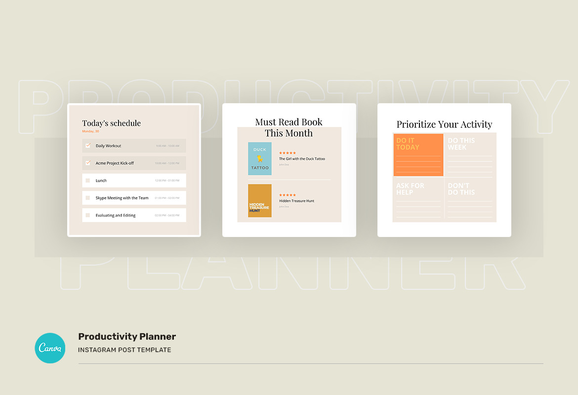 Download Productivity Planner Instagram Canva In Social Media Templates On Yellow Images Creative Store PSD Mockup Templates