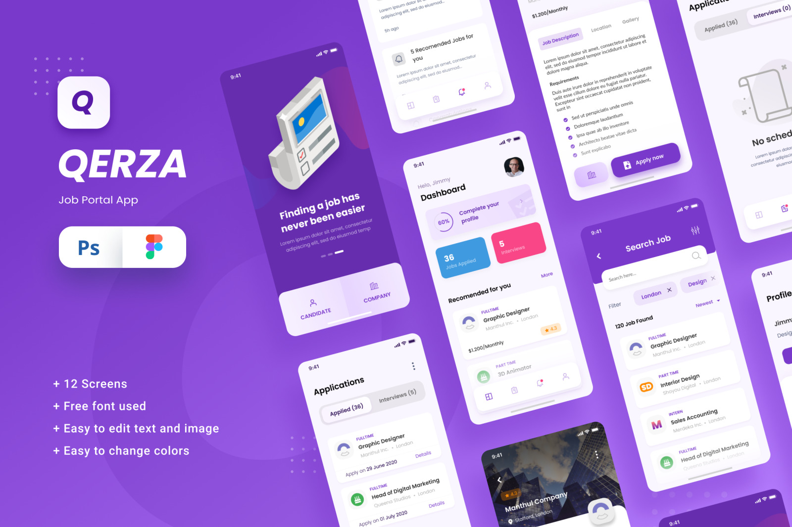 Download Job Portal Ios App Design Ui Figma Psd Template In Ux Ui Kits On Yellow Images Creative Store PSD Mockup Templates