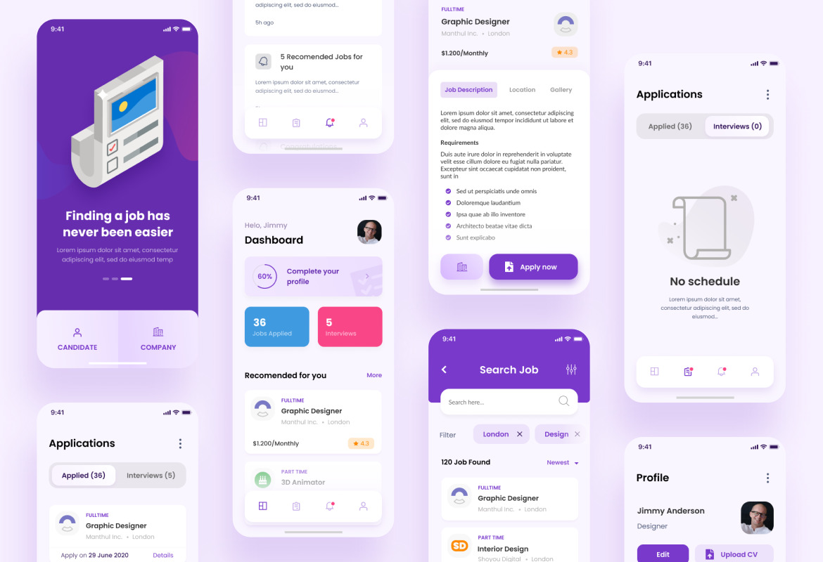 Download Job Portal Ios App Design Ui Figma Psd Template In Ux Ui Kits On Yellow Images Creative Store PSD Mockup Templates