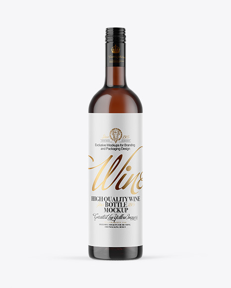 Amber Glass White Wine Bottle Mockup PSD #2