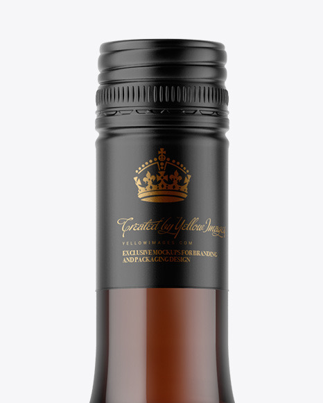 Amber Glass White Wine Bottle Mockup PSD #1