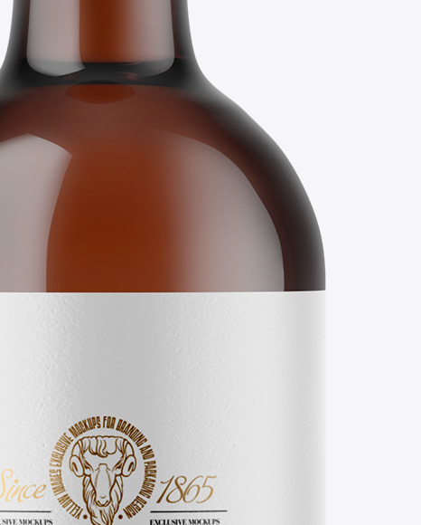 Amber Glass White Wine Bottle Mockup PSD #6