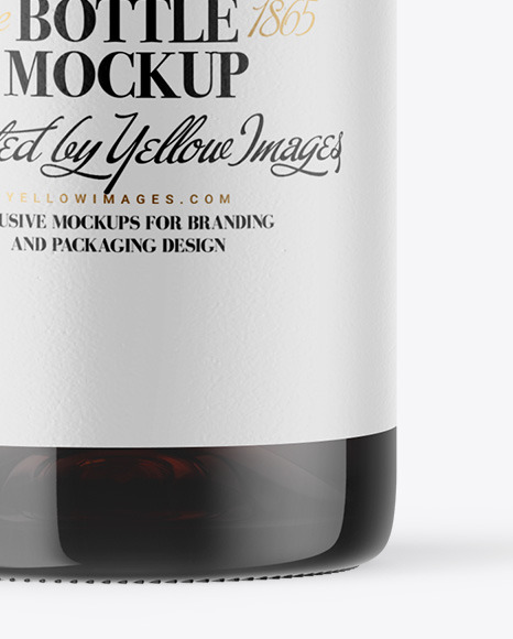 Amber Glass White Wine Bottle Mockup PSD #7