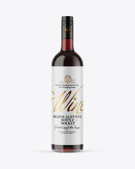 Clear Glass Red Wine Bottle Mockup