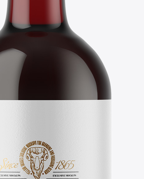 Clear Glass Red Wine Bottle Mockup