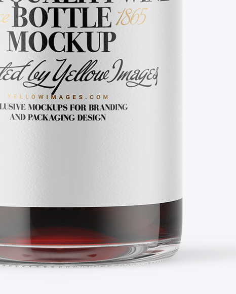 Clear Glass Red Wine Bottle Mockup
