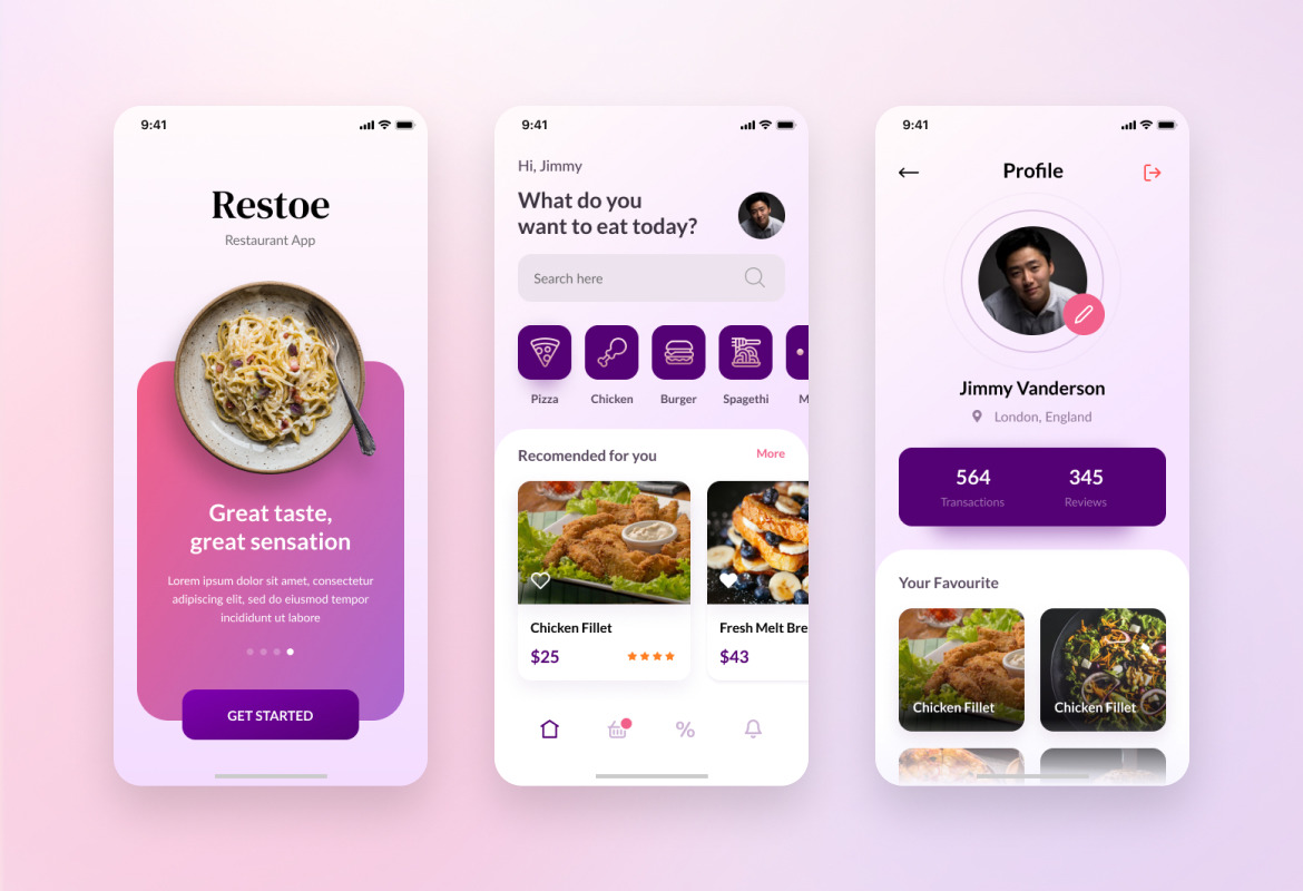 Restoe Restaurant Food App Design Figma & PSD on Yellow Images