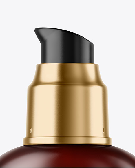 Frosted Amber Cosmetic Bottle with Pump Mockup PSD #4