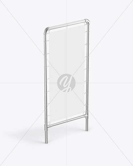 Metallic Stand w/ Fabric Banner Mockup - Half Side View Metallic Stand w/ Fabric Banner Mockup - Half Side View