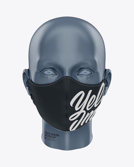 Download Face Mask With Elastic Cord Front View In Apparel Mockups On Yellow Images Object Mockups