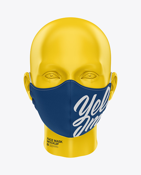 Download Face Mask With Elastic Cord Front View In Apparel Mockups On Yellow Images Object Mockups PSD Mockup Templates