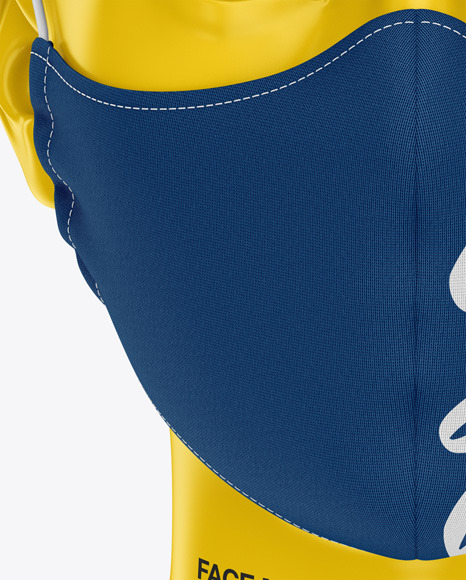 Face Mask With Elastic Cord Front View In Apparel Mockups On Yellow Images Object Mockups