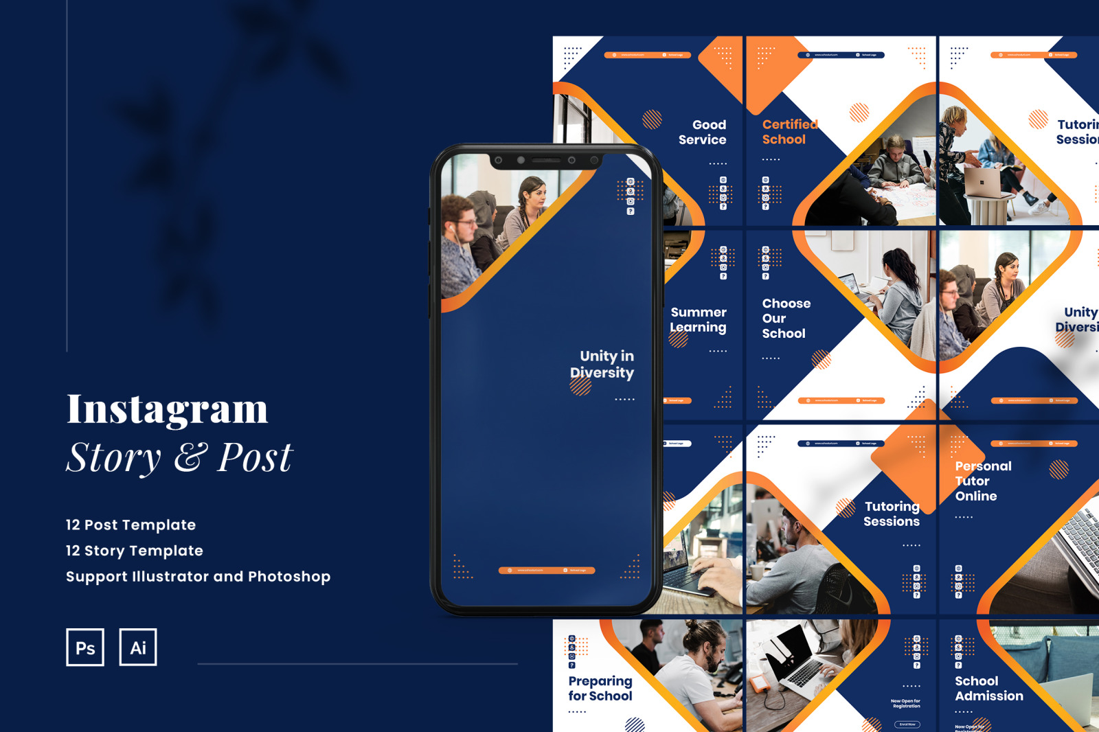 Download Education Instagram Ads Puzzle Template In Social Media Templates On Yellow Images Creative Store PSD Mockup Templates