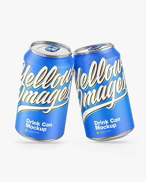 Two Metallic Drink Cans w/ Matte Finish Mockup