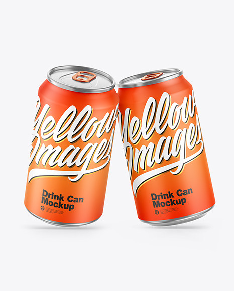 Two Metallic Drink Cans w  Matte Finish Mockup PSD #1