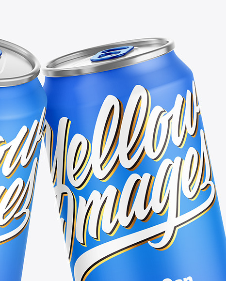 Two Metallic Drink Cans w  Matte Finish Mockup PSD #7