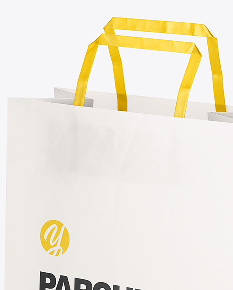 Download Matte Parchment Paper Shopping Bag Mockup Half Side View In Bag Sack Mockups On Yellow Images Object Mockups PSD Mockup Templates