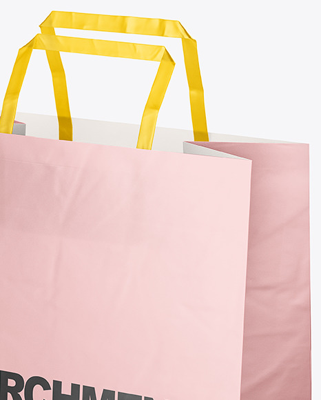 Download Matte Parchment Paper Shopping Bag Mockup Half Side View In Bag Sack Mockups On Yellow Images Object Mockups Yellowimages Mockups