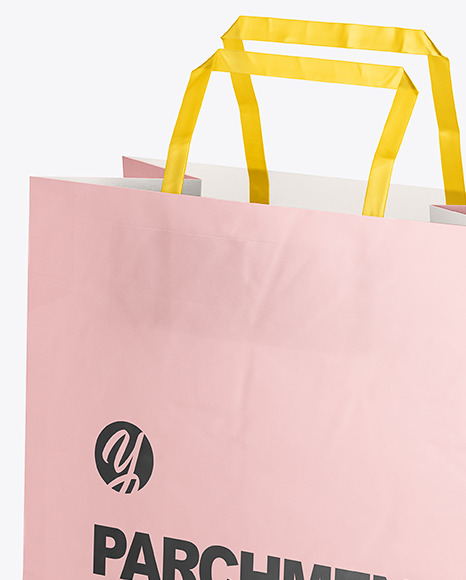 Download Matte Parchment Paper Shopping Bag Mockup - Half Side View in Bag & Sack Mockups on Yellow ...