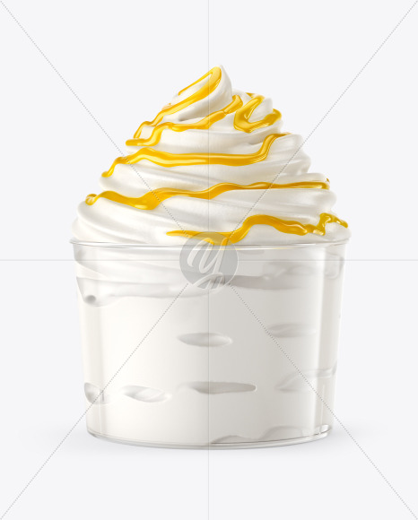 Download Ice Cream Plastic Cup With Mango Sauce Mockup In Cup Bowl Mockups On Yellow Images Object Mockups PSD Mockup Templates