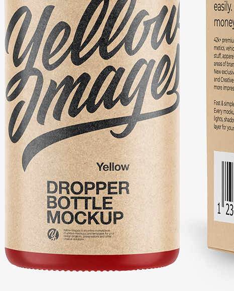 Matte Dropper Bottle with Kraft Paper Box Mockup PSD #1