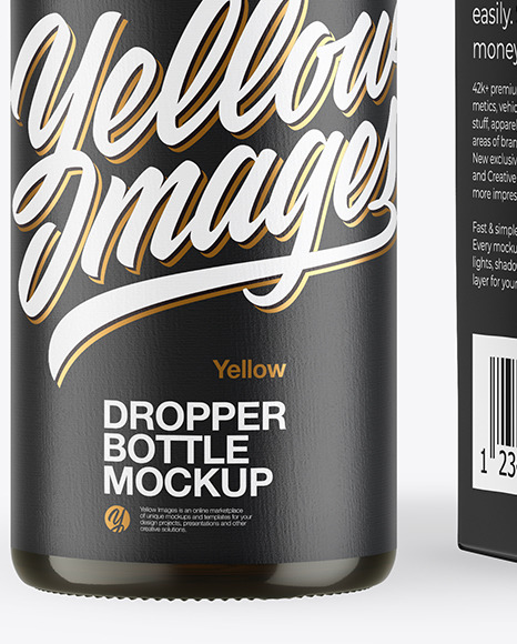 Amber Glass Dropper Bottle with Paper Box Mockup PSD #4