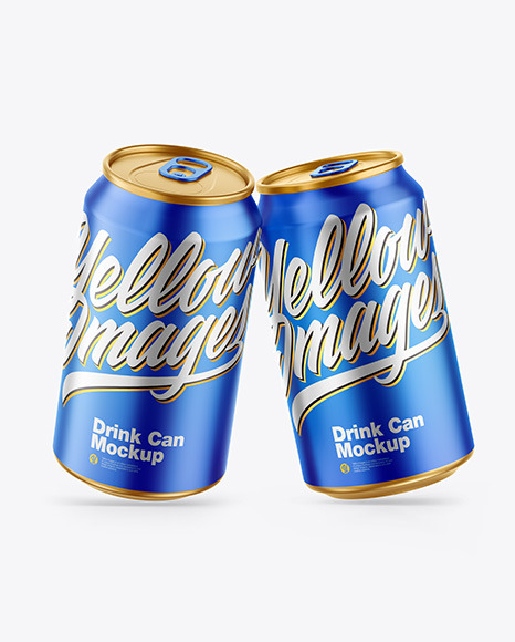 Matte Metallic Drink Cans Mockup PSD #2