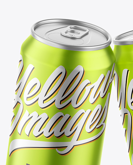 Matte Metallic Drink Cans Mockup PSD #1