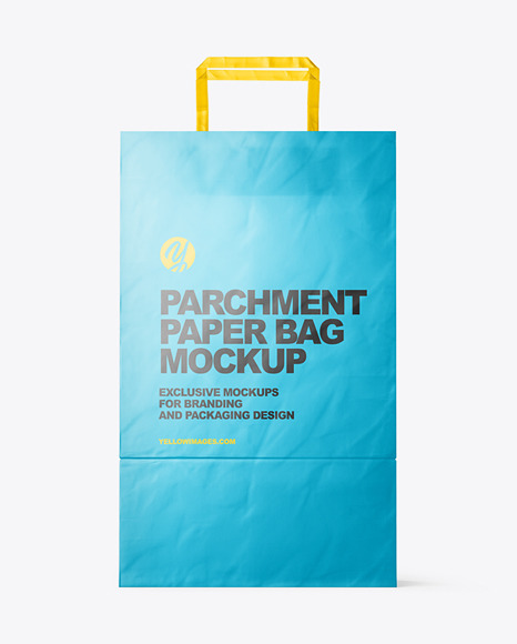 Download Matte Parchment Paper Shopping Bag Mockup Front View In Bag Sack Mockups On Yellow Images Object Mockups