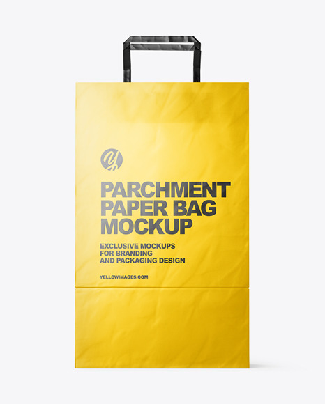 Download Matte Parchment Paper Shopping Bag Mockup Front View In Bag Sack Mockups On Yellow Images Object Mockups PSD Mockup Templates