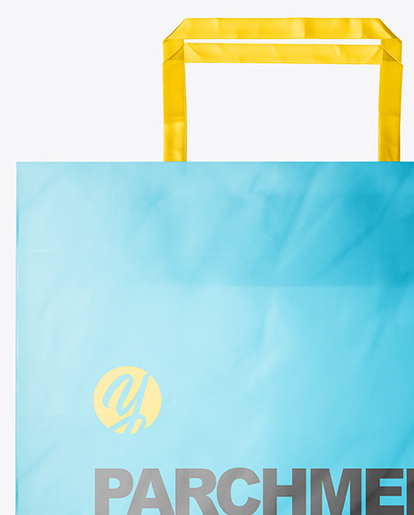 Download Matte Parchment Paper Shopping Bag Mockup Front View In Bag Sack Mockups On Yellow Images Object Mockups