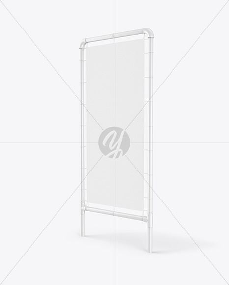 Plastic Stand w  Fabric Banner Mockup   Right Side View PSD #1