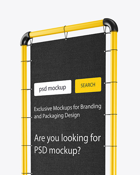 Plastic Stand w  Fabric Banner Mockup   Right Side View PSD #3