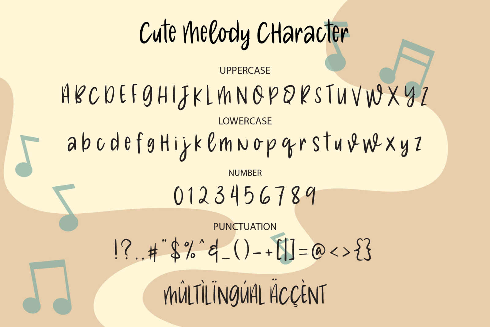 Cute Melody A Cute Handwritten Font In Fonts On Yellow Images Creative Store