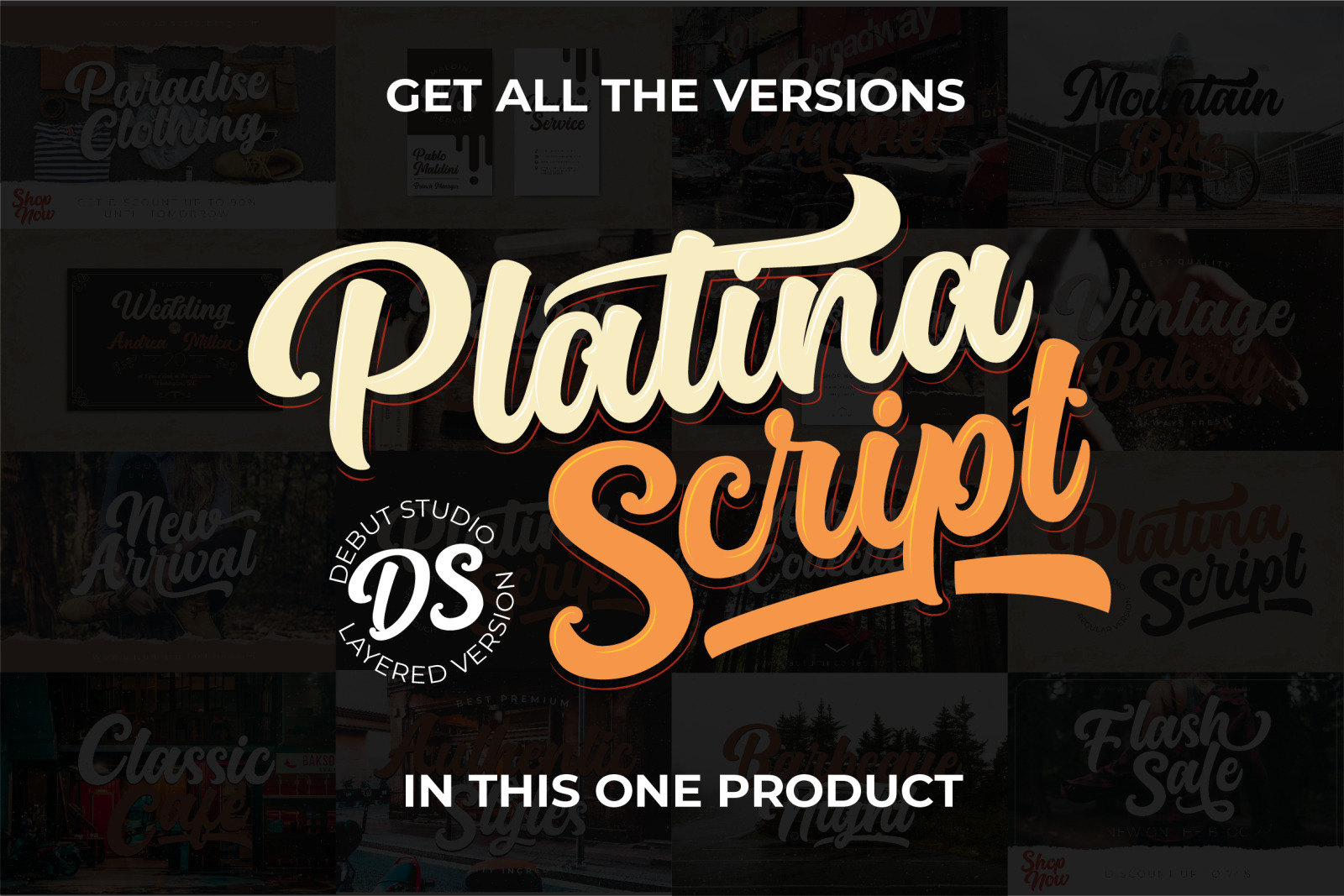 Platina Script Layered Font In Fonts On Yellow Images Creative Store