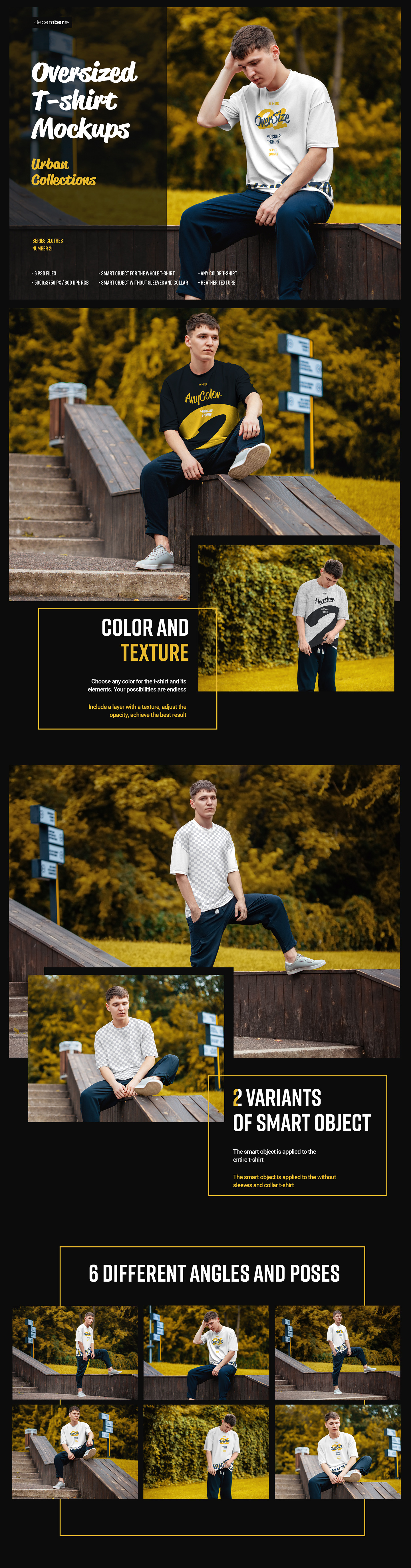 6 Oversized T Shirt Mockup Urban Style In Apparel Mockups On Yellow Images Creative Store