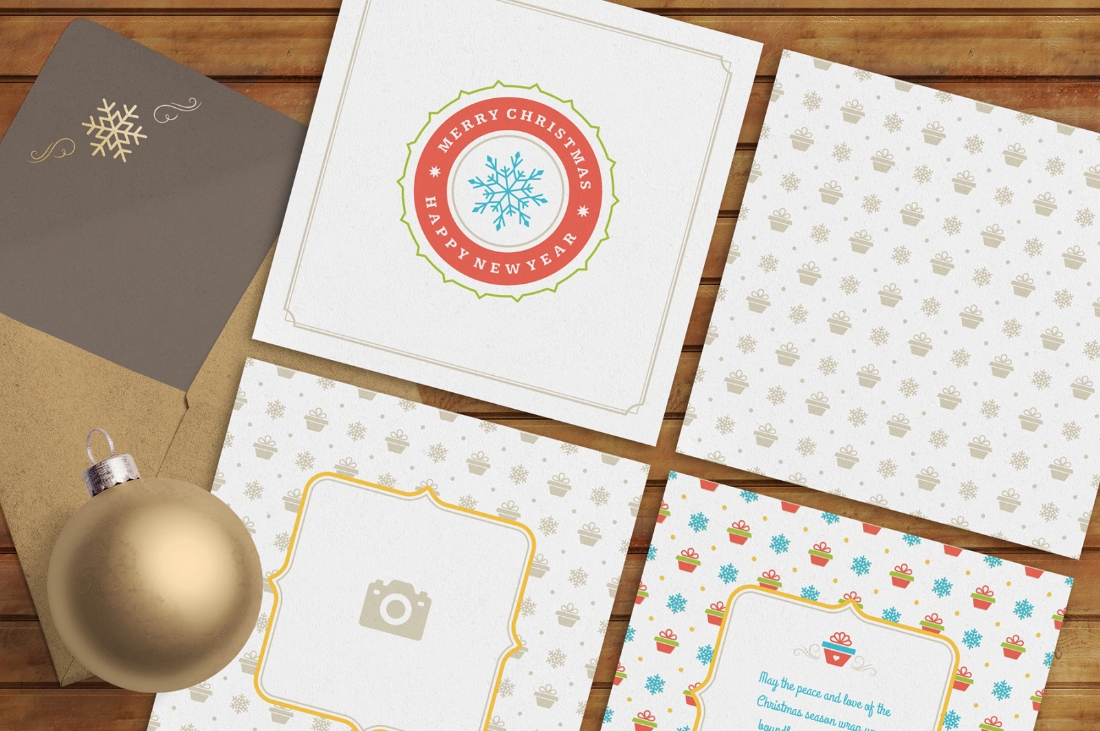 Download 5 Christmas Greeting Cards In Card Invitation Templates On Yellow Images Creative Store PSD Mockup Templates