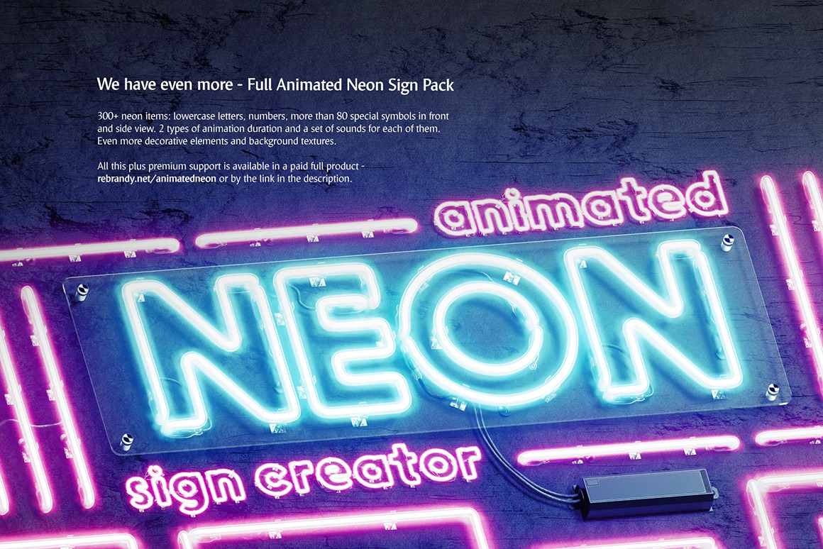 Download Animated Neon Font In Graphics On Yellow Images Creative Store