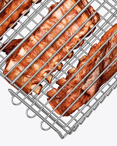 Portable Grilling Basket w  Meat Mockup PSD #1
