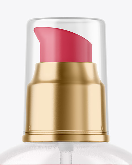 Clear Liquid Soap Bottle with Pump Mockup PSD #2