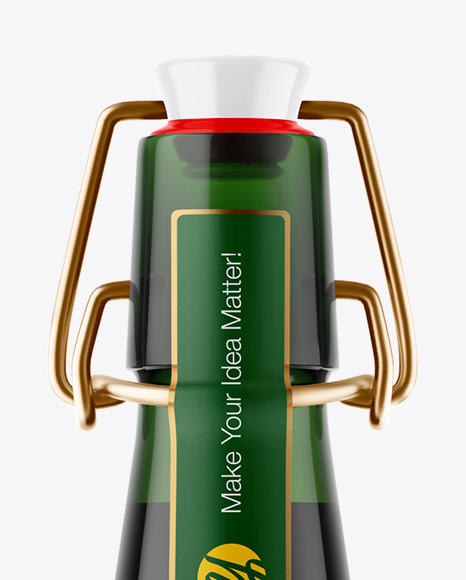 Green Glass Dark Beer Bottle Mockup