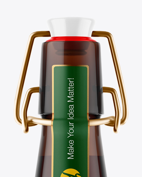 Amber Glass Bottle With Red Ale Mockup PSD #3