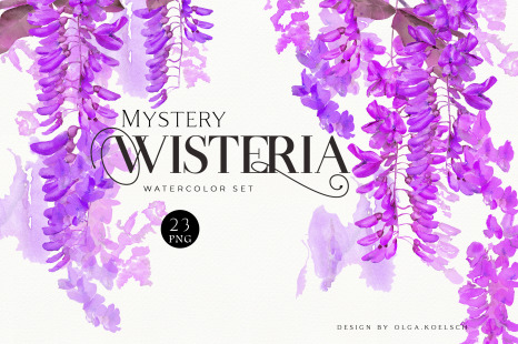 Watercolor wedding flowers clipart Wisteria flower png Purple flower modern clipart wedding