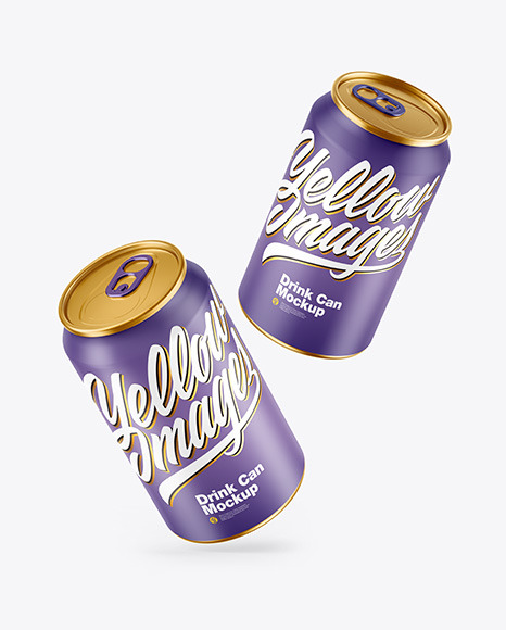 Two Metallic Drink Cans w  Matte Finish Mockup PSD #2