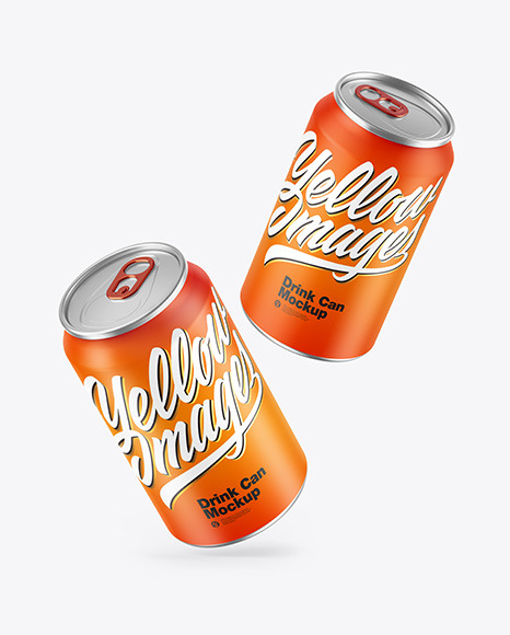Two Metallic Drink Cans w  Matte Finish Mockup PSD #1