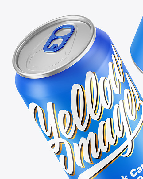 Two Metallic Drink Cans w  Matte Finish Mockup PSD #6