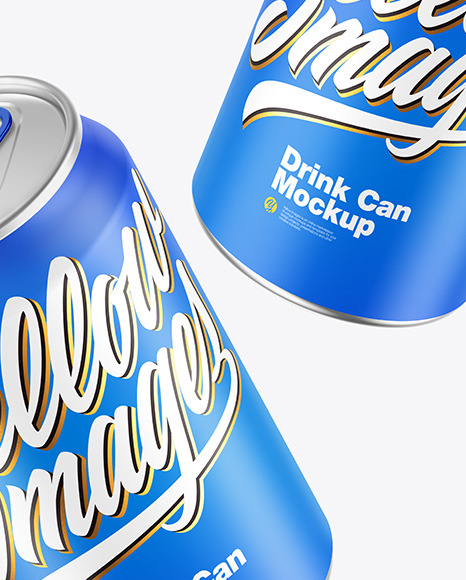 Two Metallic Drink Cans w  Matte Finish Mockup PSD #5