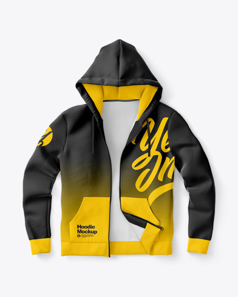 Download Zip Hoodie Mockup Flat Front View In Apparel Mockups On Yellow Images Object Mockups Yellowimages Mockups