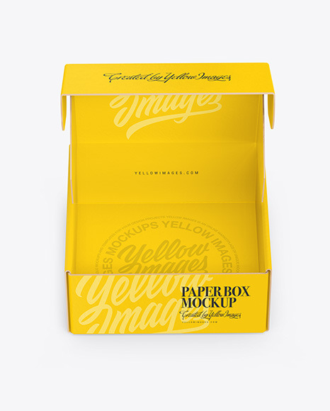 Download Opened Paper Box Mockup In Box Mockups On Yellow Images Object Mockups